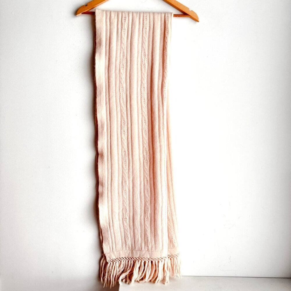 Vintage Jeanne Pierre Blush Pink Lambswool Angora Blend Large Long Scarf - Picture 2 of 11